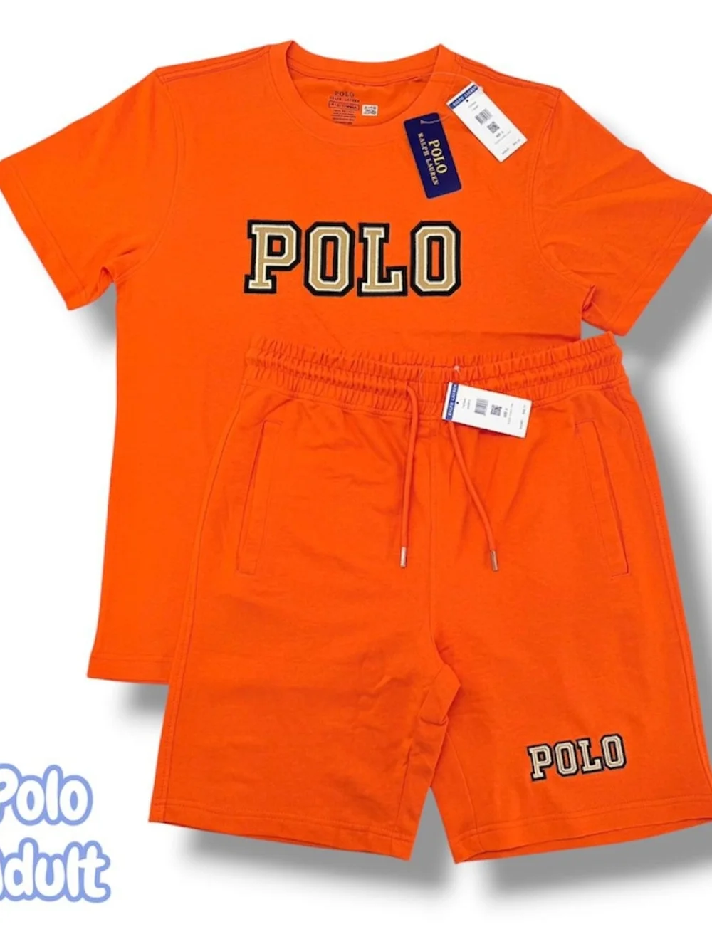 Polo by Ralph Lauren Light Gray Logo Tee and Shorts Set